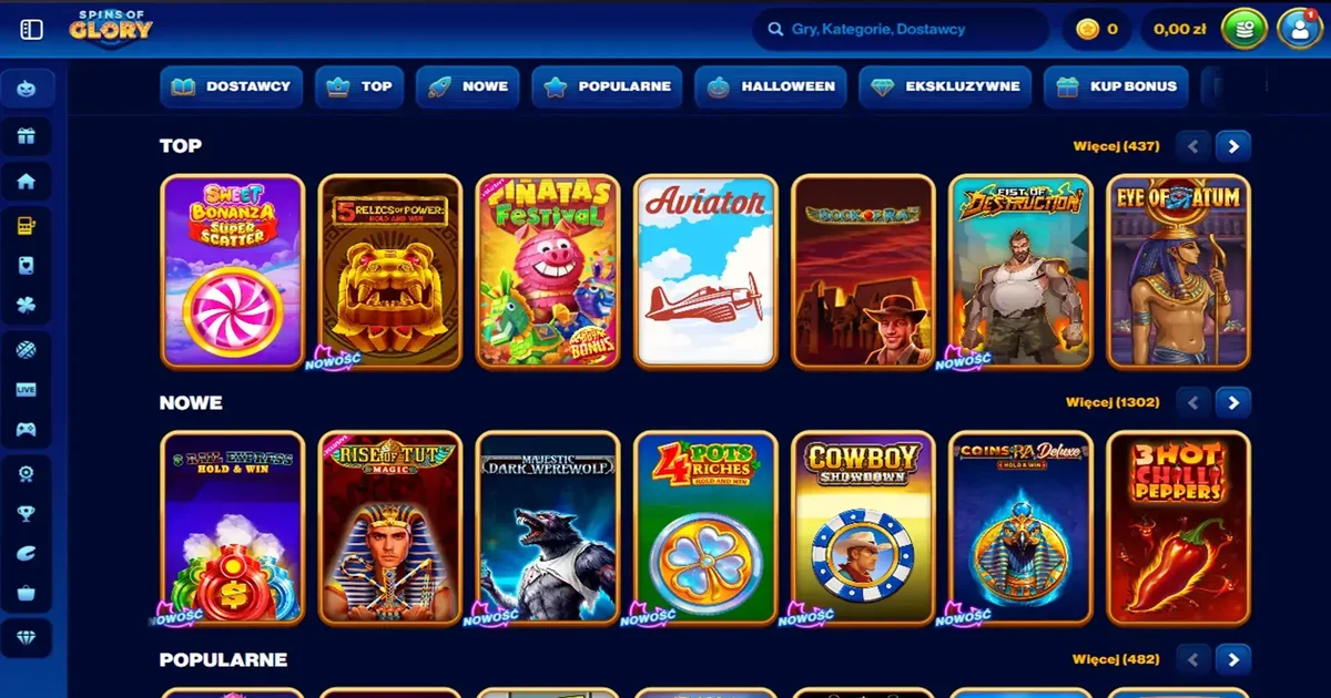 Recenzja kasyna Spins of Glory dla graczy z Polski