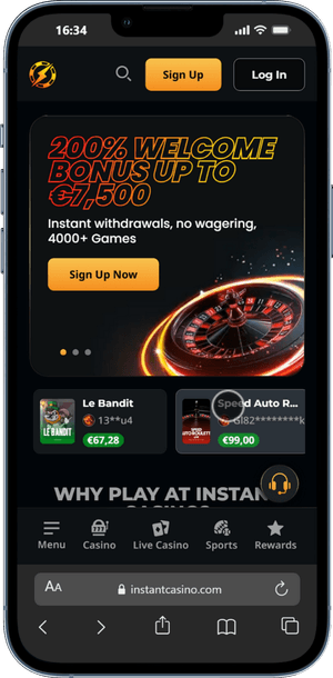 Instant Casino mobilversion av webbplatsen foto