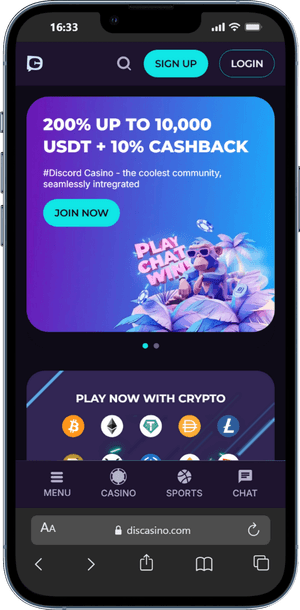 Discasino vy från mobilenhet