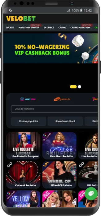 Jeux en direct Velobet.