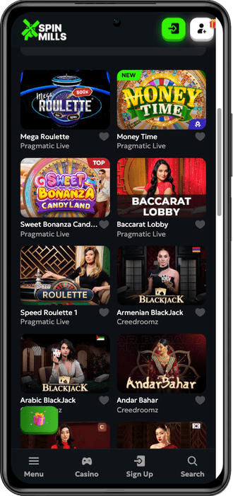 SpinMills live casino