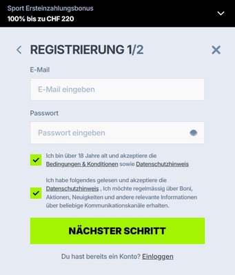 Registrierung im Zoccer Casino