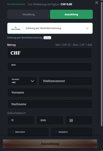 RoyalXO Casino Auszahlung