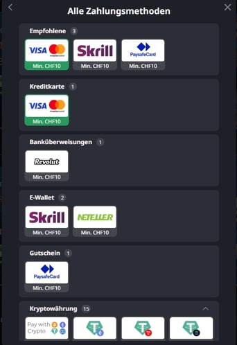 RoyalXO Casino Einzahlung