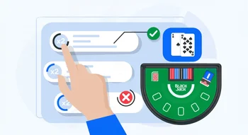 Interface de décision montrant le doublement de mise dans une stratégie de martingale blackjack.