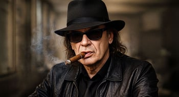 Ästhetisches Foto von Udo Lindenberg mit ZigarreÄsthetisches Foto von Udo Lindenberg mit Zigarre
