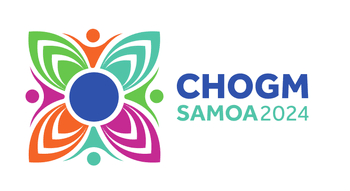 Graphisme officiel du logo du CHOGM 2024 qui aura lieu à Samoa.