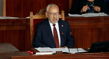 Rached Ghannouchi, chef du parti tunisien Ennahdha – lors d’un discours officiel au Parlement.