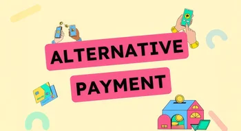 Illustration colorée représentant le concept de paiement alternatifs avec des transactions numériques.