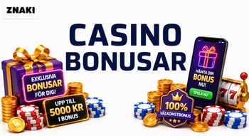 Bild med texten Casino Bonusar och logotypen Znaki