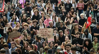 Blocus des lycées et manifestation de jeunes en France.