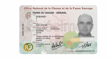 Exemple officiel illustrant le permis de chasser en Guyane.