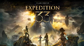 llustration épique de Clair Obscur : Expedition 33 avec des héros face à une montagne.