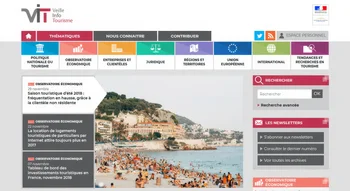 Page d’accueil illustrant les rubriques touristiques avant la Fermeture de la plateforme Veille Info Tourisme.