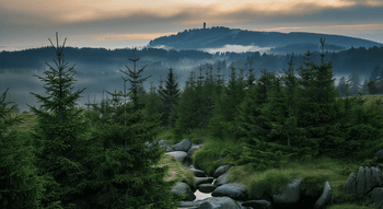 Panorama eines Tals im Harz