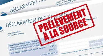 Formulaire fiscal français avec mention en rouge, illustrant le prélèvement à la source des indépendants.