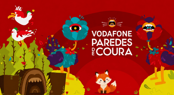 Ilustração oficial do festival Vodafone Paredes de Coura com animais coloridos