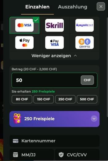 Zahlungsmethoden in Casinos in der Schweiz verfügbar Goldzino Einzahlungen