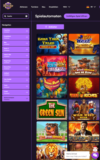 Betzito Online Casino Mobile Version
