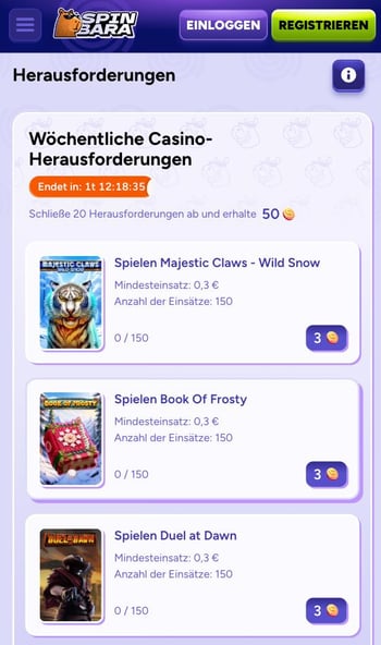 Spinbara Casino-Herausforderungen
