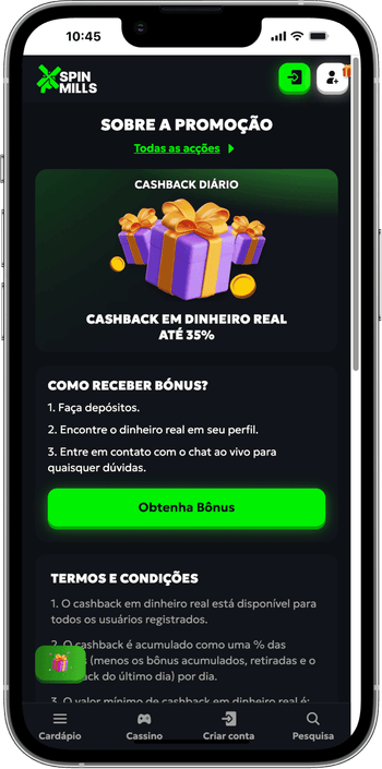 Cashback no Spinmills