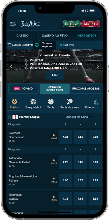 Apostas em desportos no Casino BetAlice online