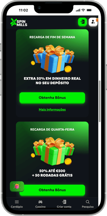 Bónus de recarga no Spinmills