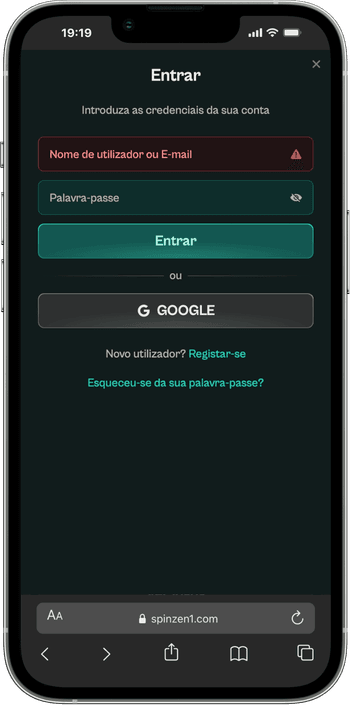 Login no casino online Spinzen