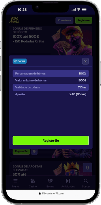 Pacote de boas-vindas para registo no Browinner