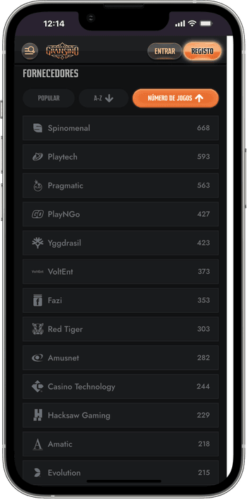 Fornecedores de software de jogos no Gransino