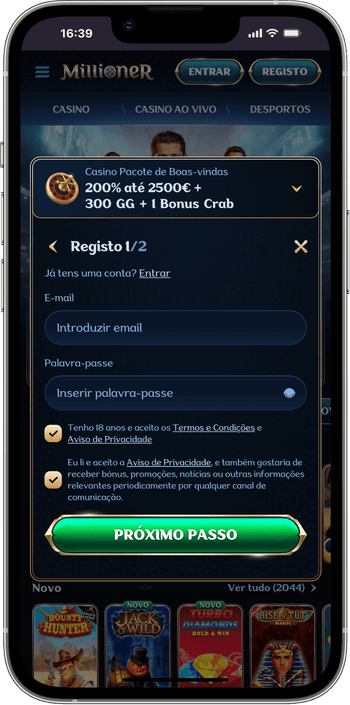 Registo no casino Registo no Millioner Casino