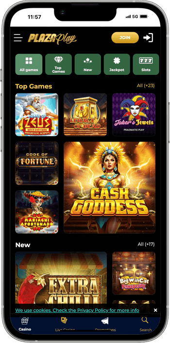 Jogos disponíveis no casino Plazaplay com Neosurf