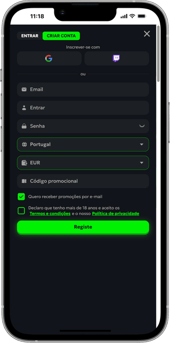 Registo no Spinmills casino