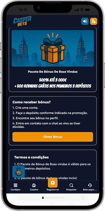 Pacote de bónus de boas-vindas para registo Pacote de bónus de boas-vindas para registo no CasperBets