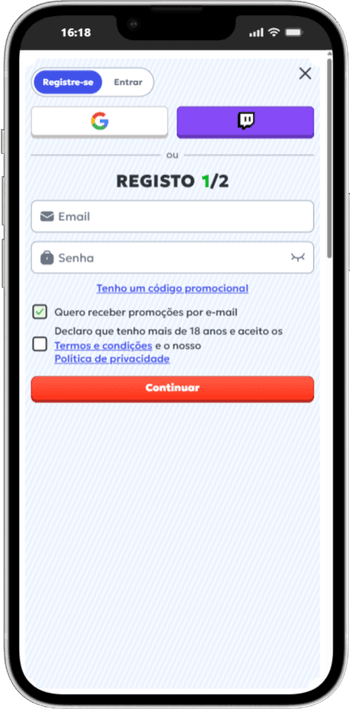 Registo no MegaRich casino Registo