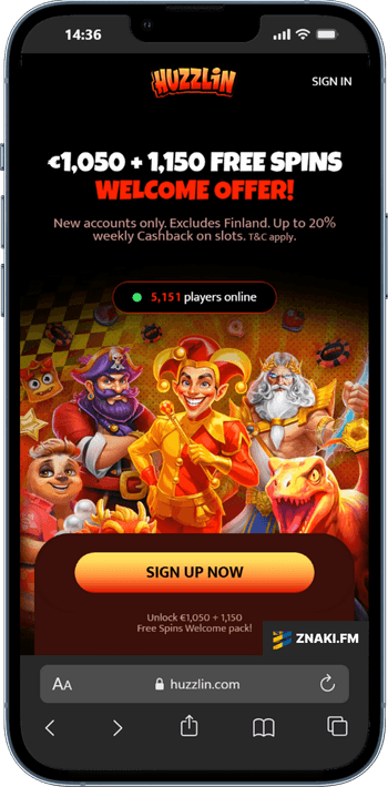 Skärmbild på Huzzlin från mobilen