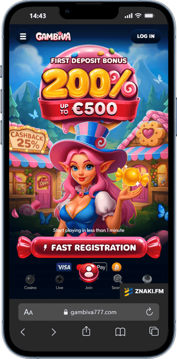 Skärmbild på Gambiva Casino från mobilen