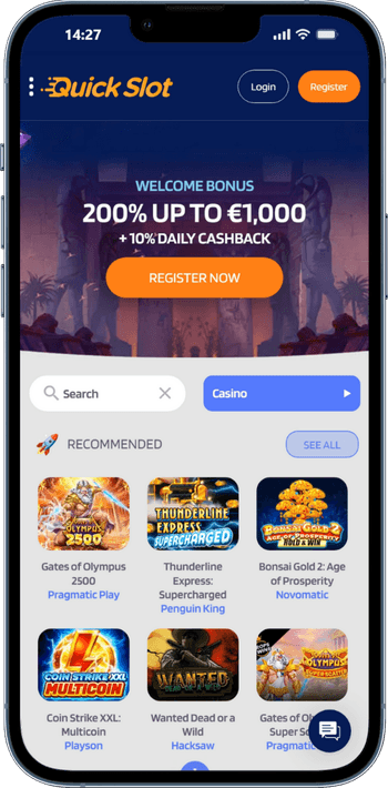 Skärmbild på QuickSlot från mobilen