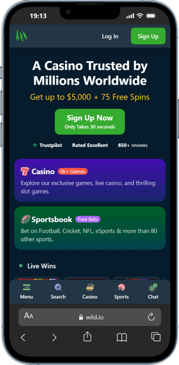 Skärmbild på Wild.io från mobilen