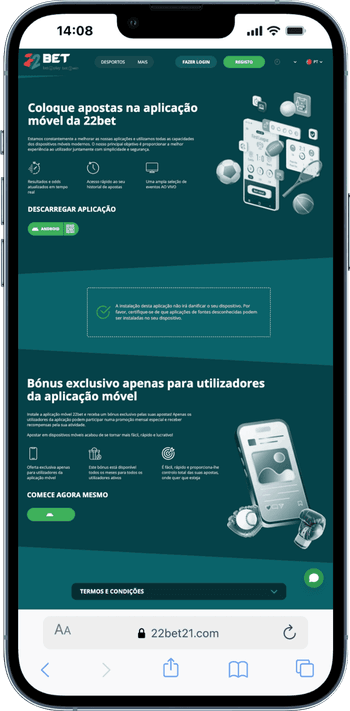 Aplicação Móvel para Jogar no 22bet
