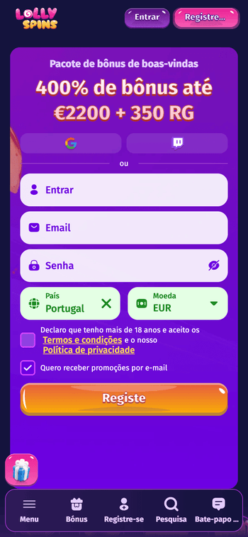 Registo no casino Registo no Lollyspins casino