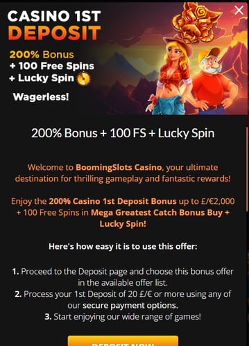 Booming Slots Casino Willkommensbonus