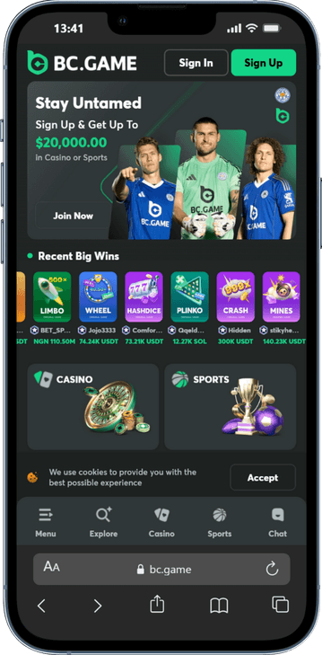 BC.Game skärmbild från mobil