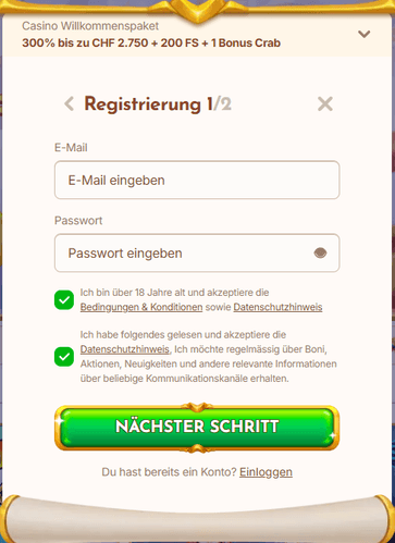 Registrierung bei Bethall
