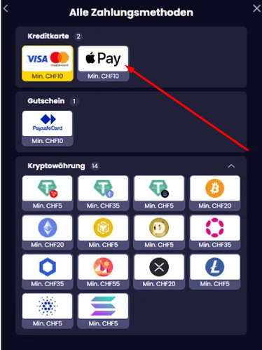 Einzahlungen per Apple Pay: Slotsgem