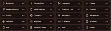 Alawin casino játék szolgáltatók logói