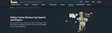 Strona z recenzją Casino Guru (w języku angielskim)