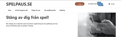 spelpaus - skärmdump från officiell webbplats