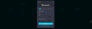 Criação de uma nova conta e login na CaptainsBet