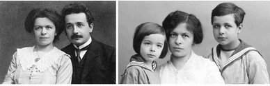 Albert Einstein und seine Frau Mileva Marić mit den Kindern